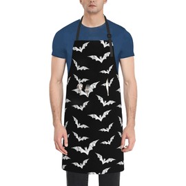 ROSIHODE Gothic Goth Apron with 2 Pockets,Cool Bats Apron Funny Women Men Aprons for Cooking Baking Gardening