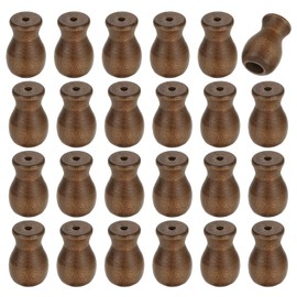 sourcing map 24Pcs Cord Knobs, Wood Cord Tassel Drops Pull End Pendant Hanging Ball Pulls for Window Blinds Shade Curtain Craft, Brown Cylinder
