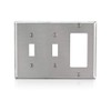 Leviton 3-Gang Decora/GFCI Combination Wallplate, Standard Size, Non-Magnetic Stainless Steel,