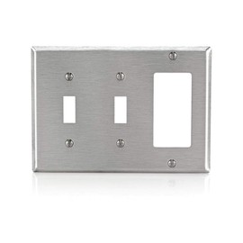 Leviton 3-Gang Decora/GFCI Combination Wallplate, Standard Size, Non-Magnetic Stainless Steel, 84421-40