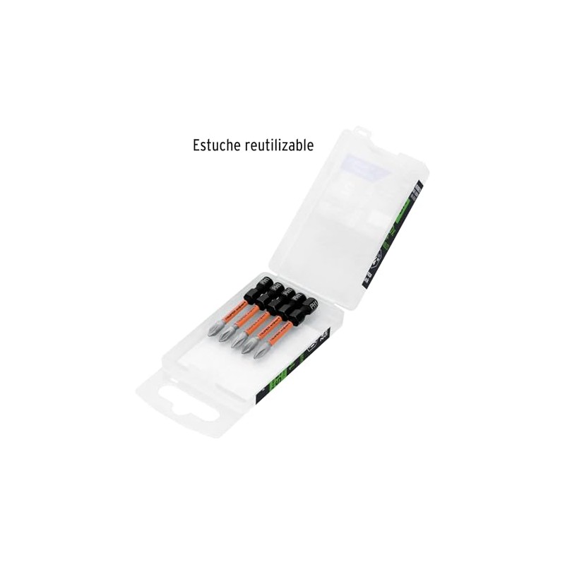 Truper PUDE-1201I, Estuche con 5 puntas de cruz PH1 de