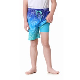 ANTLOOWW Boys' Swimming Trunks, Quick-Drying Board Shorts with Hidden Zip Pocket, Water Sports Boys Swimming Shorts with Mesh Lining, blue