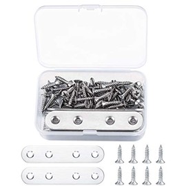 10PCS Flat Straight Fixing Plates, Shelf Brackets & Supports Stainless Steel, Brace Brackets Fixing Mending Plates, Repair Joining Plates Straight with Screws for Connector, Joining, Mending Furniture