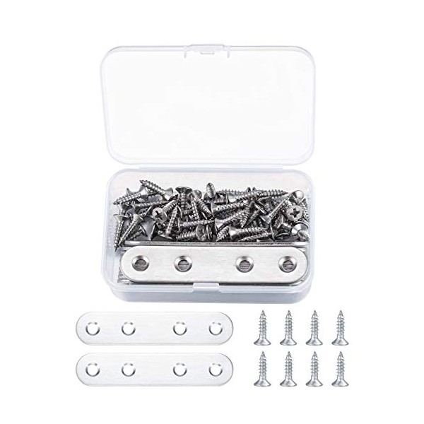 10PCS Flat Straight Fixing Plates, Shelf Brackets & Supports Stainless