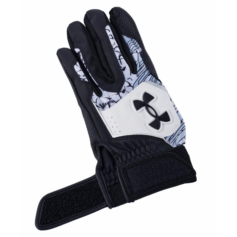 UA Clean Up Batting Gloves 6001310 (002), Black, White, Black,