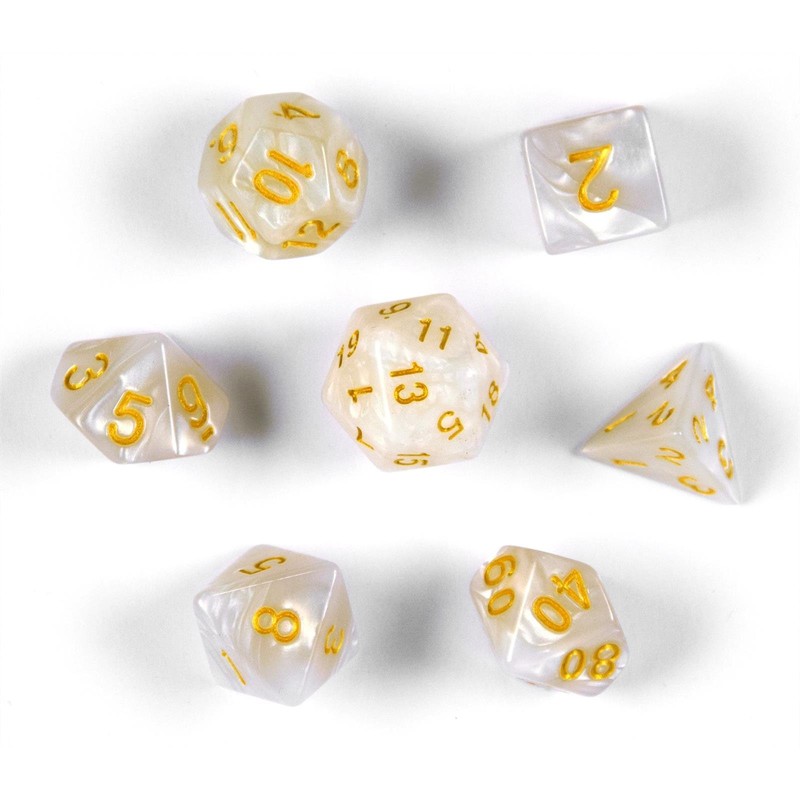 Shibby Pen & Paper Polyhedral Dice 7 Pieces, White