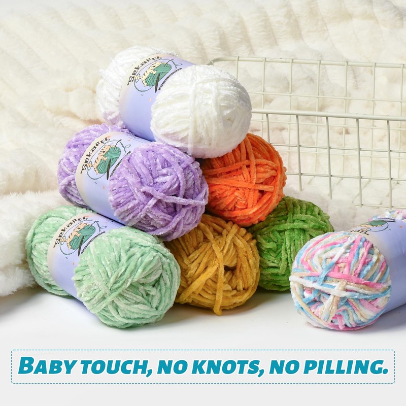 Fuzzy Chenille Yarn for Crocheting,Velvet Baby Blanket Yarn for Crocheting,Soft