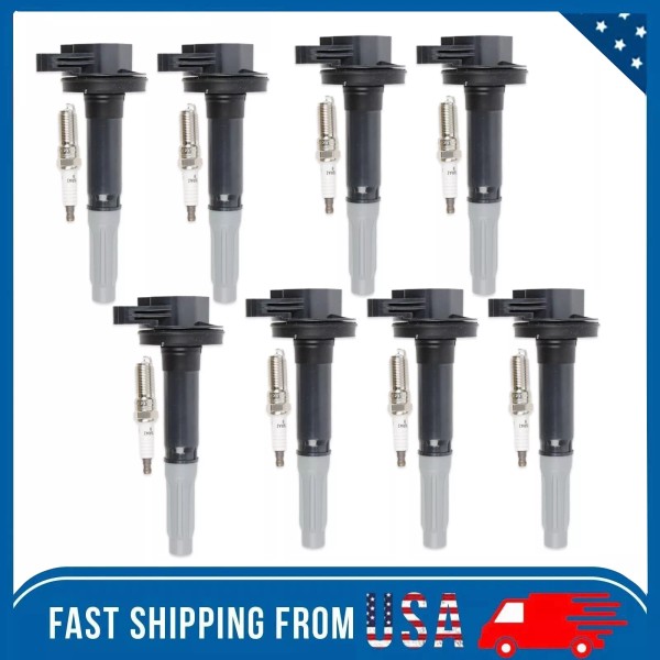 VEIculos 8x Ignition Coil + 8 Iridium Spark Plug for