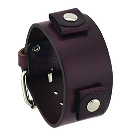 Nemesis GB-P Unisex Purple Wide Leather Cuff Wrist Watch Band