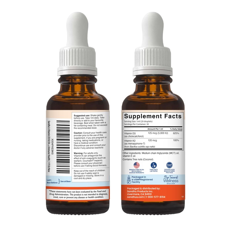 Sandhu's Vitamin d Drops for Adults | 5000 IU D3