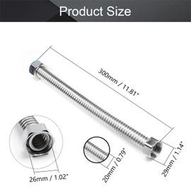 MroMax 2Pcs 3/4 Inch Faucet Hose Connector, 304 Stainless Steel Plumbing Pipe Hot Water Heater Corrugated Connectors Flexible Durable Supply Line for Bathroom 11.81 Inch Length