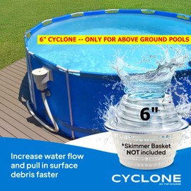 The Skimmie Cyclone 6" (Skimmer Basket NOT Included) - ONLY for Above Ground Pools - Turbocharges Pool Skimmer Water Flow - Improves Pool Surface Cleaning - Essential Pool Accessories