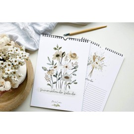Perpetual Floral Birthday Calendar, Watercolour, A4, Perpetual and Year-Independent, Annual Calendar for Notes, Recurring Appointments or Birthdays