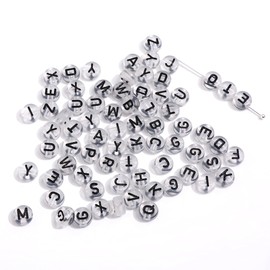 DAHI 1000pcs Letter Beads Round Black Letter Beads A-Z for Threading, Craft Set for Bracelet Hair Band Crafts