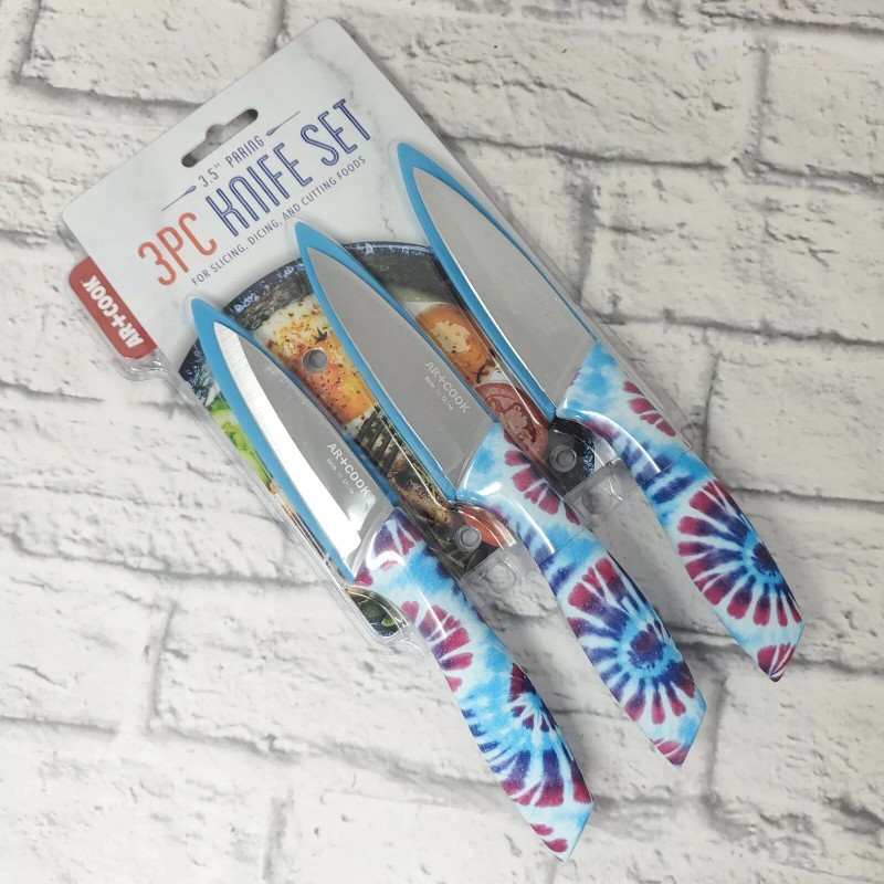 Art & Cook Tie-Dye 6-Pc. Paring Knives with Blade Guards