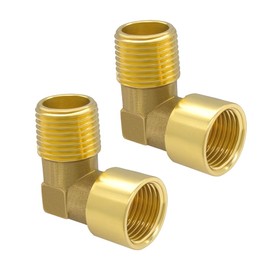 Hooshing 2PCS 90 Degree Street Elbow 1/2" NPT Male to 1/2" NPT Female Brass Pipe Fitting