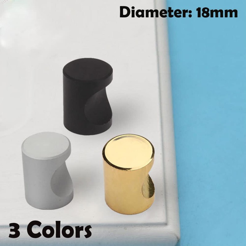 SagaSave 10 Pcs Black Cylinder Cabinet Knobs, Single Hole Aluminum