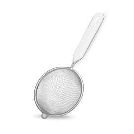 Fackelmann strainer, kitchen sieve made of stainless steel, fine mesh colander with plastic handle insert (colour: White/Silver), Quantity: 1 piece.
