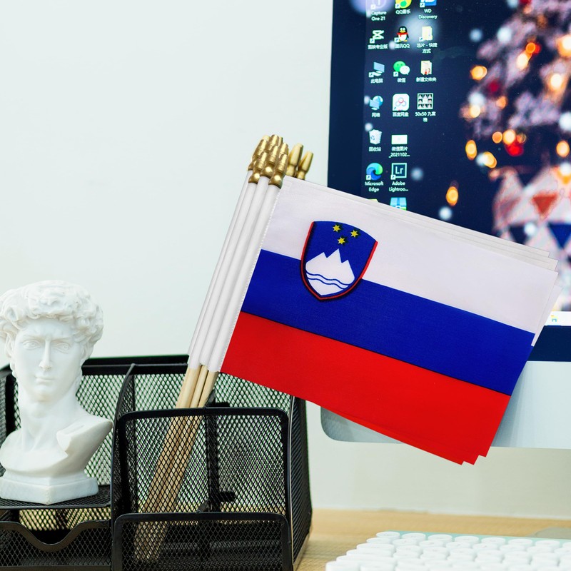 TSMD Slovenia Stick Flag Slovenian Small Mini Hand Held Flags,5x8
