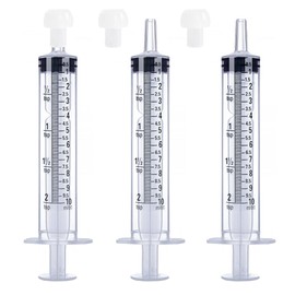 10mL Syringe for Liquid, Food, Oral, Scientific Labs, Measurement, Dispensing, Press-In Adapter, Craft, Big Tip with Cap- 3 Pack 10ml Syringes with tsp & mL Measurement