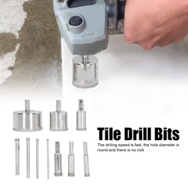 Yuecoom 10 Pcs Diamond Drill Bits, Diamond Bits for Drill, 3‑50mm Hole Saw Labor Saving Hole Opener Sharpener for Glass, Marble, Ceramic Tiles, PVC