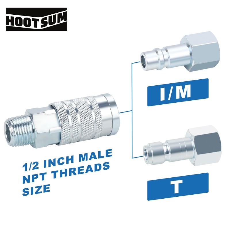HOOTSUM 1/2” Air Hose Fittings Set, High Flow 2PCS I/M