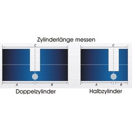 ABUS XP20S Double cylinder Length (a/b) 30/35mm (c=65mm) with Security card and 5 Key with Design-Clip, Emergency and Emergency function on double cylinders and SKG Drill protection