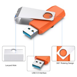 USB 3.0 Stick Flash Drive 64GB 5Pack, KOOTION USB 3.0 Flash Drive Memory Stick Swivel Design Thumb Drive Jump Drive Pen Drive Bulk USB Key (5 Pack, 5 Mixed Colors)