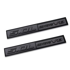 2 Pack 5.0L Coyote V8 Emblems Badge V8 Engine Trim Hook Trunk 3D Adhesive Decals Stickers (Matte Black)