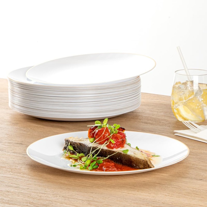 Restaurantware Moderna 10 Inch Premium Disposable Plates 40 Durable Plastic