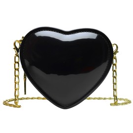 Girls Crossbody Purse Cute Heart-shaped Shoulder Bag Kid Lacquer Leather Princess Bag for Little Girls(Red)