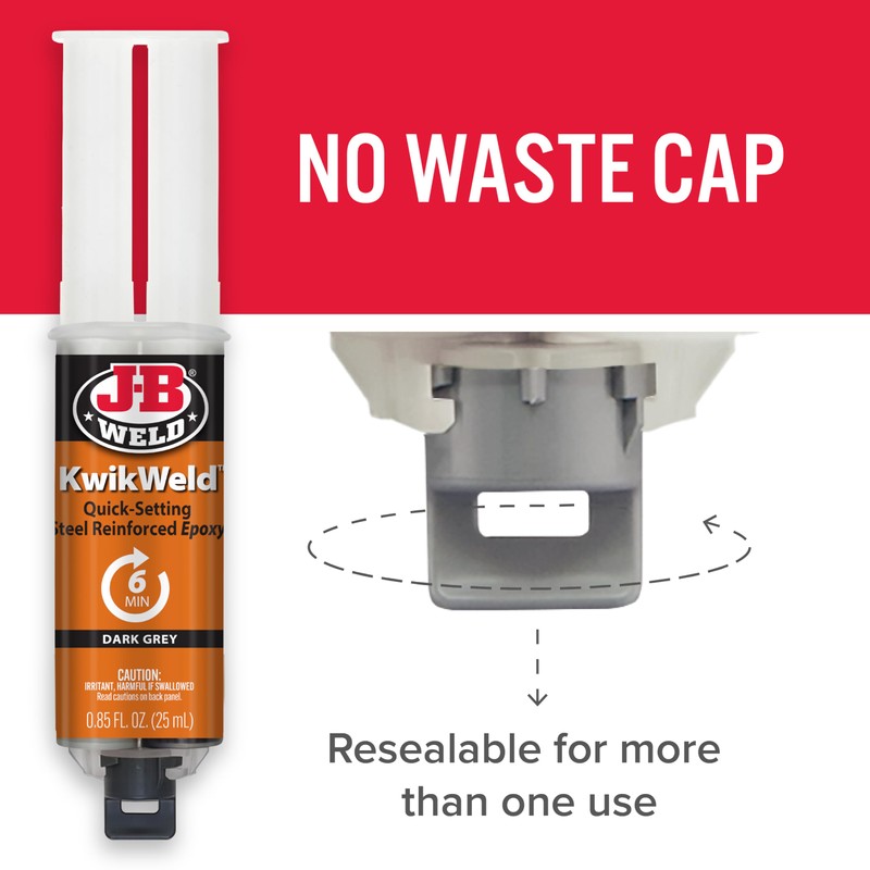J-B Weld 50176 KwikWeld Steel Reinforced Epoxy Syringe - Dark