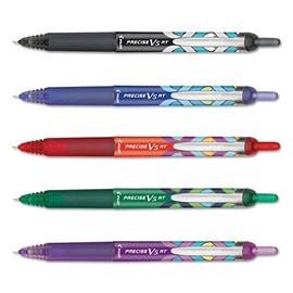 Pilot Precise V5 Premium Roller Pen X-Fine 5/Pkg-Retractable, Deco Assorted Ink Colors