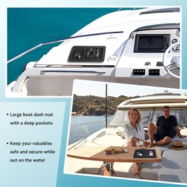 2 PCS Boat Dash Pad, EVA Foam Boat Dash Holder, Center Console Boat Accessory, 2 Compartment Cell Phone Boat Dashboard Organizer Adhesive Back for Sea Marine Fishing Boating Deck Tool, 15×10In (Black)