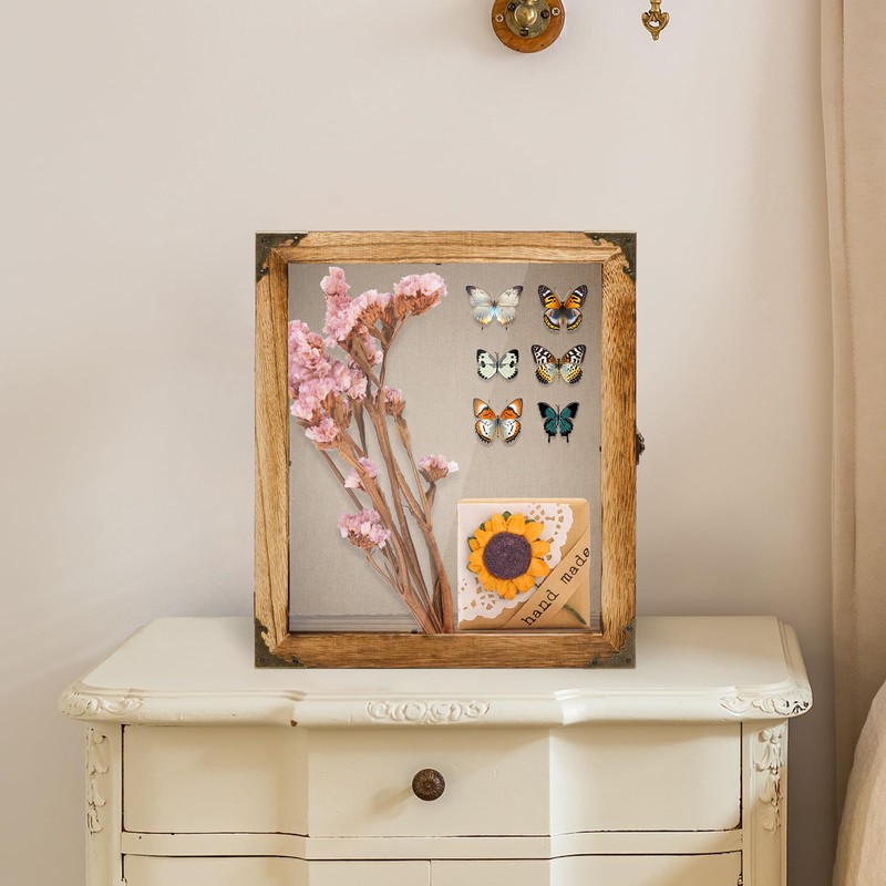 SAMGUYUE 11 x13 Shadow Box Frame, Sturdy Rustic Memory Display