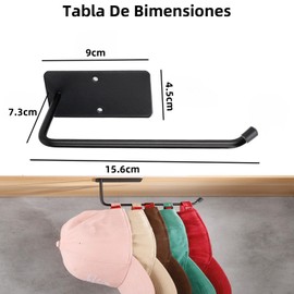 THJOPOKEEL Soporte para Gorras de Béisbol, 2 Piezas, Gancho Fuerte sin Perforación, Almacenamiento Multiusos Capacidad para 10 Gorras (Negro)