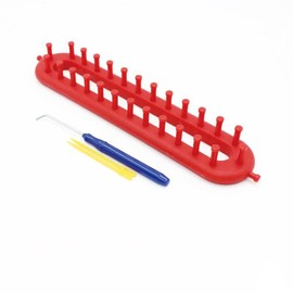 26 cm Red, Knitting Looms Set with Hook Needle, Round Plastic Weaving Knitting Machine for DIY Hats & Scarves, 26/36/47/58 Teeth, Craft Kit for Adults