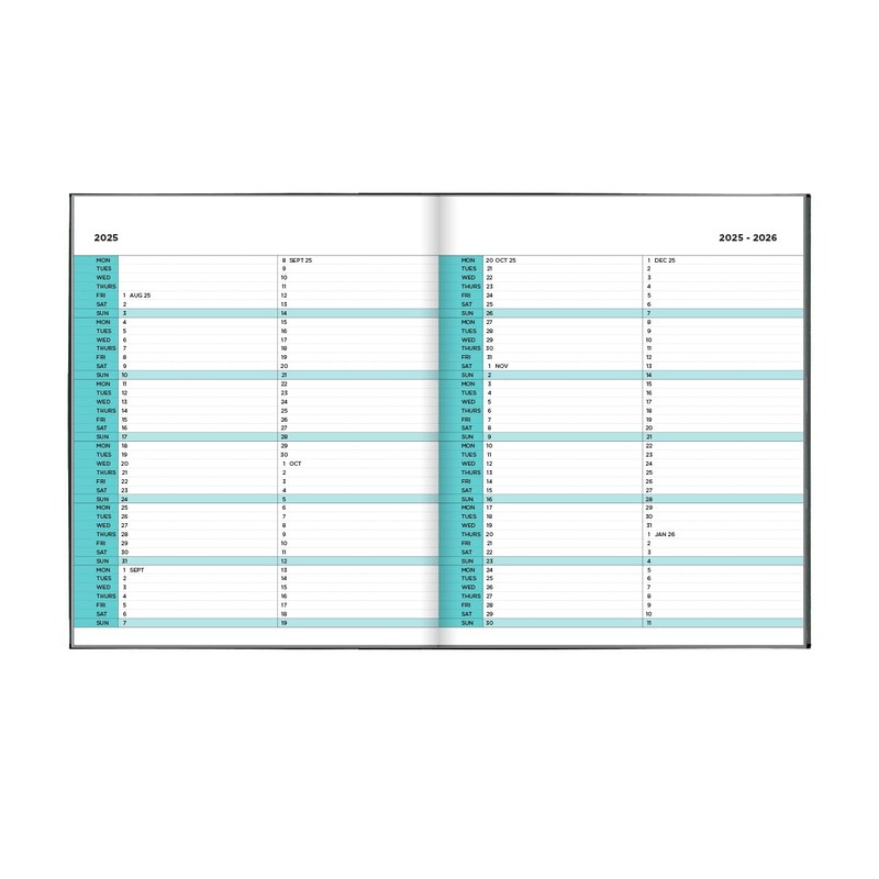 Pirongs Page-a-day 2024-2025 Green Academic Diary (Slightly wider than A5)