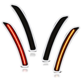 VIPMOTOZ 4PC Full LED Strip Side Marker Light Fender Parking Lamp Compatible With 2014-2021 Mini Cooper F55 F56 Chrome Housing Smoke Tinted Lens Direct Replacement Front Rear Left Right 4 Piece Set