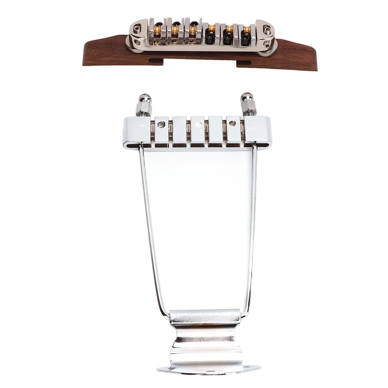 6 String Guitar Metal Tailpiece Adjustable Wooden Bridge Replacement String