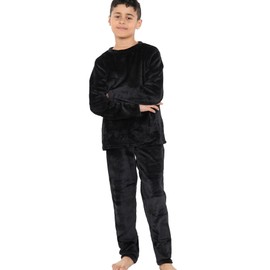 A2Z 4 Kids Childrens Warm Fleece Twosie Crew Neck Pyjamas - PJS 216 Black 13