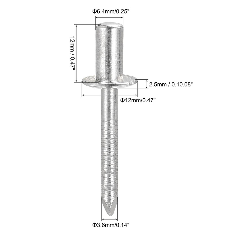 sourcing map Blind Rivets, 304 Stainless Steel Pull Rivets Core