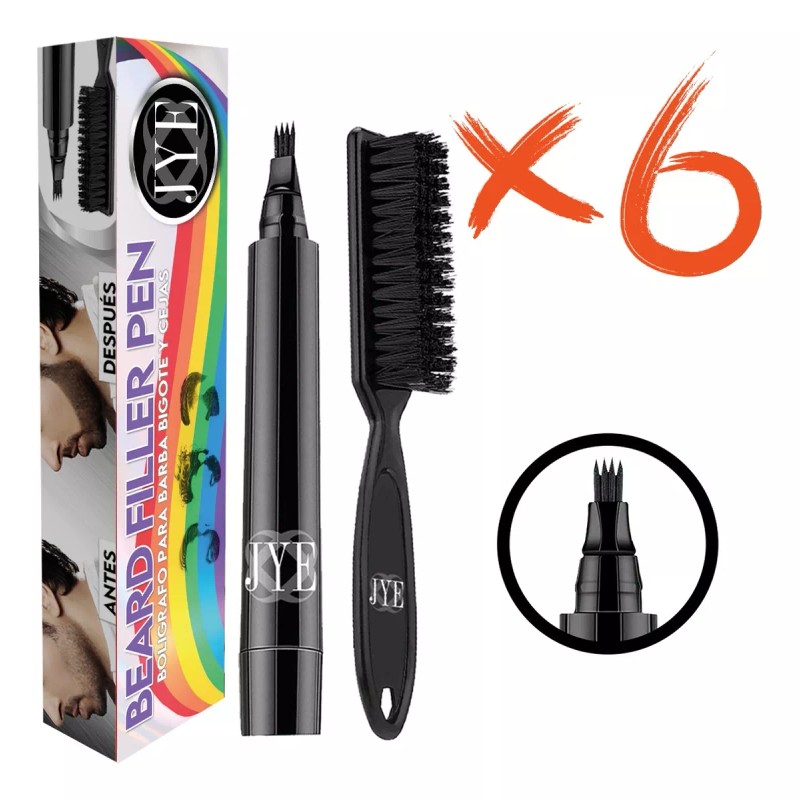 JYE Pincel Boligrafo Para Barba,bigote Cejas Jye Versn Pride 6pz