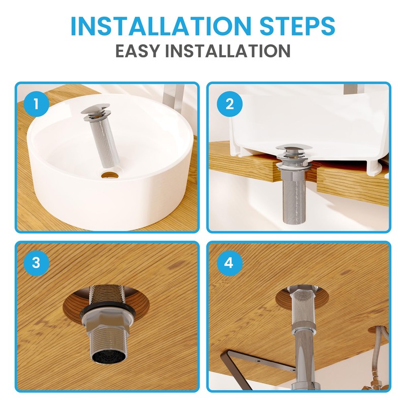 Bächlein Universal Extra Long Drain without Overflow (Chrome) Pop Up