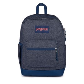 JanSport Cross Town Plus Remix Backpack - Padded Back Panel, Laptop Sleeve, and Front Pocket Organizer - Indigo Denim
