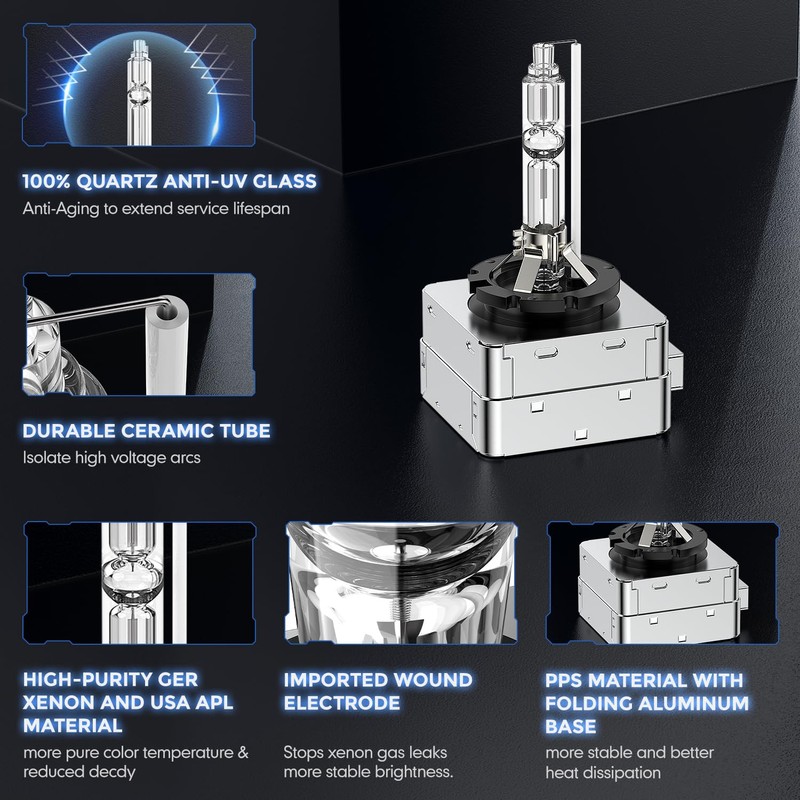 TechWizHub D3S HID Bulbs, 6000K Cool White 35W High/Low Beam,