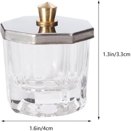Monomero para Uñas Acrílicas con uña pequeña taza de cristal con tapa, para mezclar líquido acrílico y polvo en salón o manicura DIY, paquete de 2 piezas
