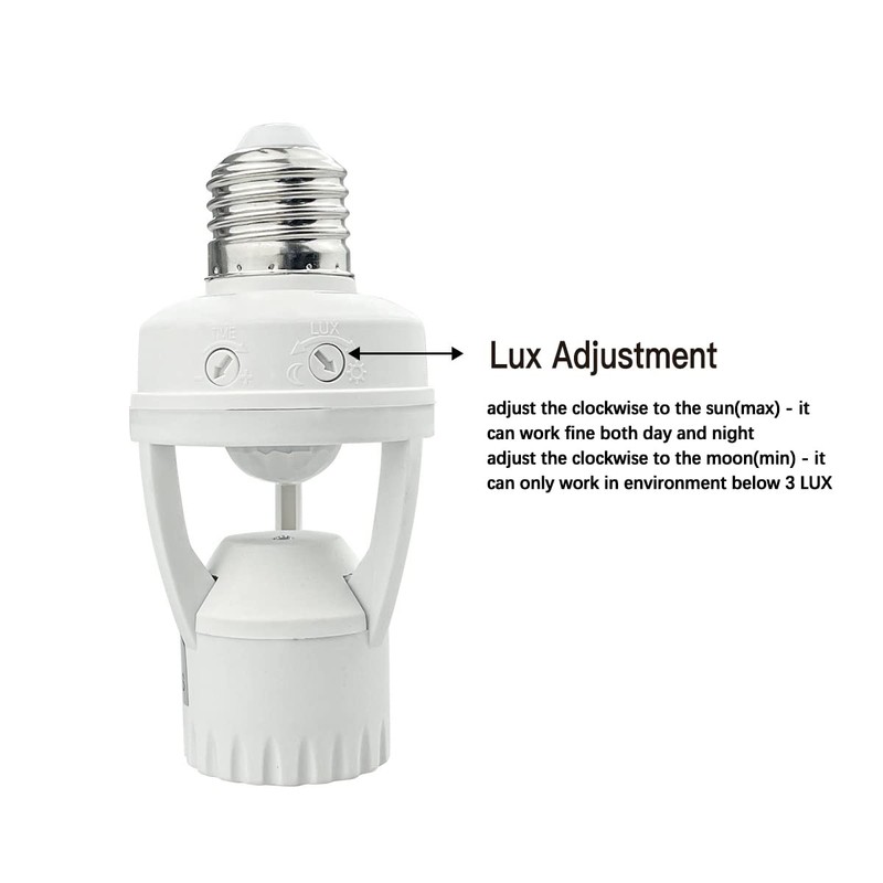 LED E27 Motion Sensor Socket AC10-240V 60W Max 1 Piece