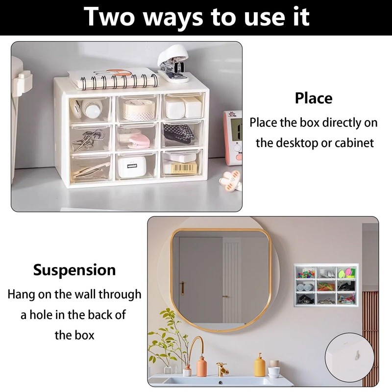 Pack of 2 Craft Box Storage Drawer Sorting Box Desktop
