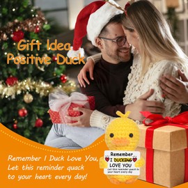 Vatogon Positive Crochet Duck for Her Him,Girlfriend Boyfriend Wife Husband I Love You Gifts,Emotional Support Crochet Duck Present for Birthday,Cute Stuff Animal Decor